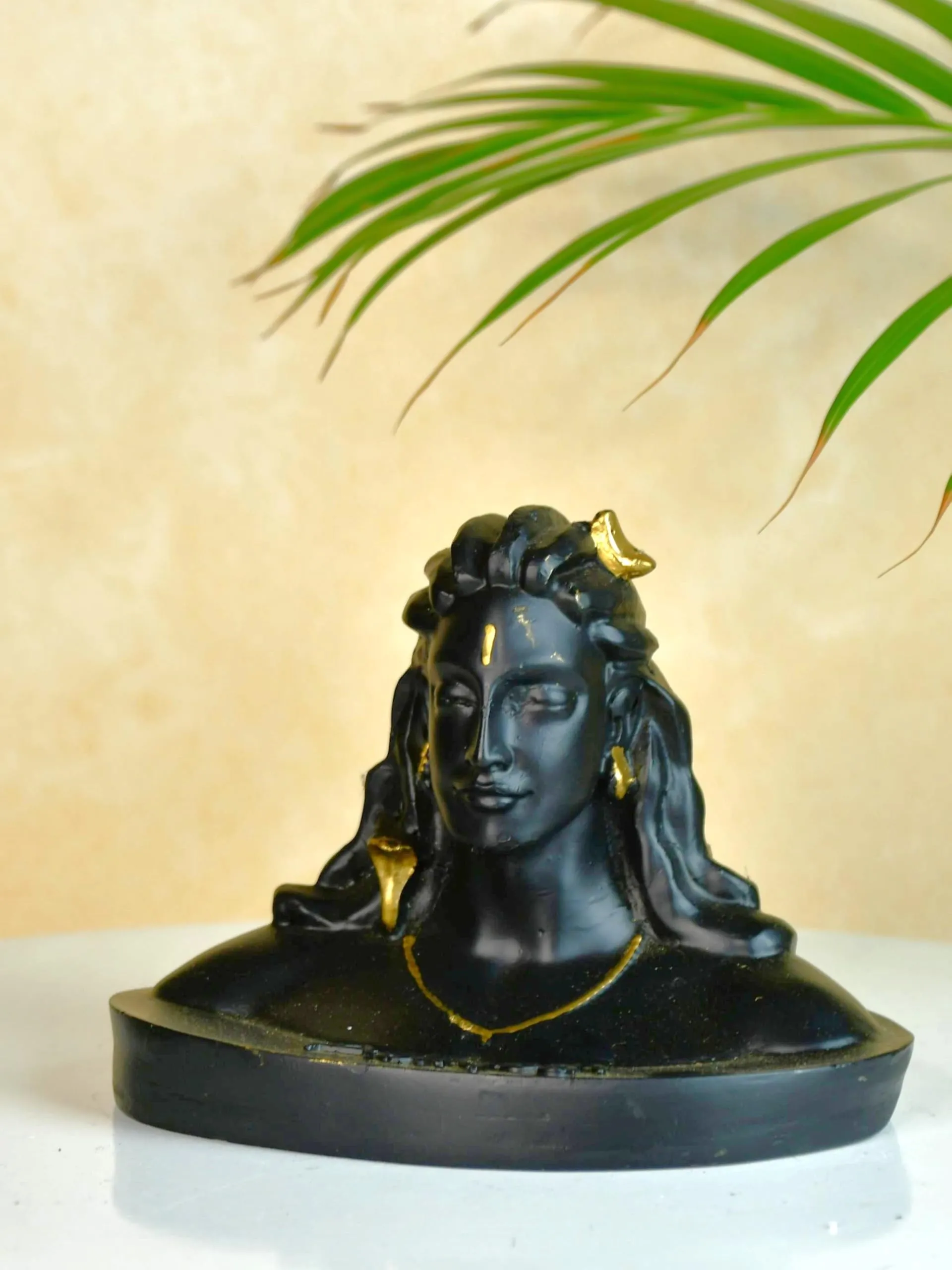 Sowpeace Resin Adiyogi Mini showpiece, Set of 1 Premium Resin Made Table Top Home Decor for Living Room and Gifting(16 cm,Black)