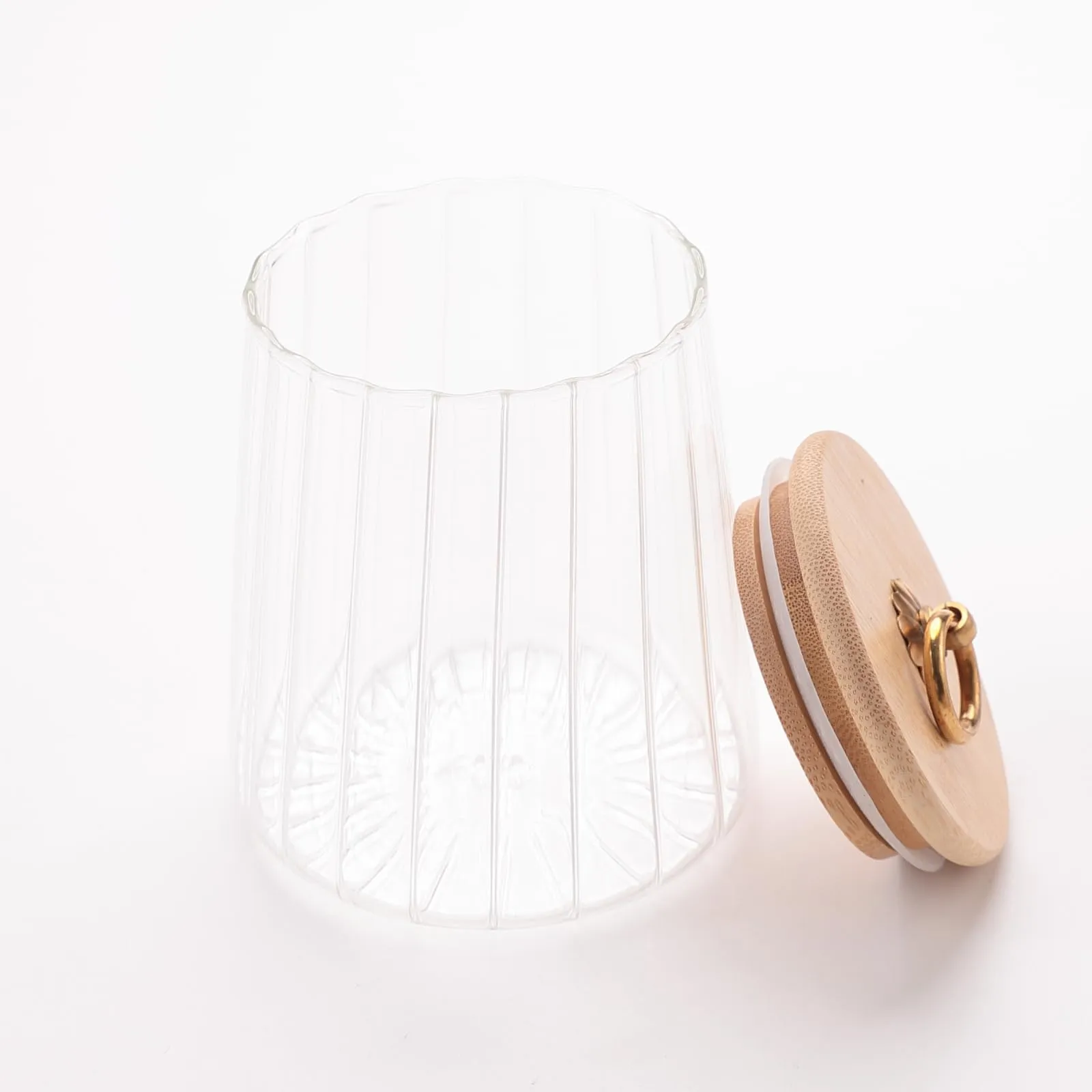 USHA SHRIRAM Borosilicate Containers With Wooden Lid (620ml - 2Pcs) | Glass Container Jar For Kitchen Storage | Microwave Safe | Kitchen Containers Box With Air Tight Lid | Kitchen Organisers