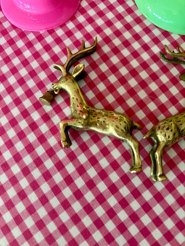 Vintage Brass Reindeer, Leaping with Bell In Mouth, 2 Available, Sold Separately